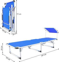 [户外户外椅12186] 188x58x27cm outdoor folding beach chair with sunshade ceiling three fold bed