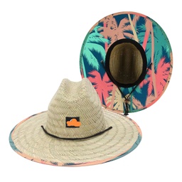 沙滩遮阳帽帽檐贴布印花救生员草帽