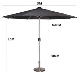 [3米庭院伞9919] 太阳能LED灯条伞USB充电中柱伞伞骨发光直杆伞灯光模式可调庭院伞
